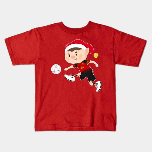 Belgium football Christmas elf. Football World Cup soccer T-Shirt Kids T-Shirt by abtchlr